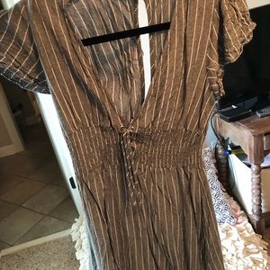 striped dress v neck